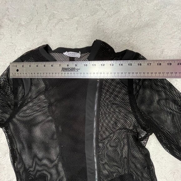 Mc Planet by Innate Womens Mesh Sheer Full-Zip Asymmetric Jacket Sz 12 /T4 Black - Picture 5 of 7